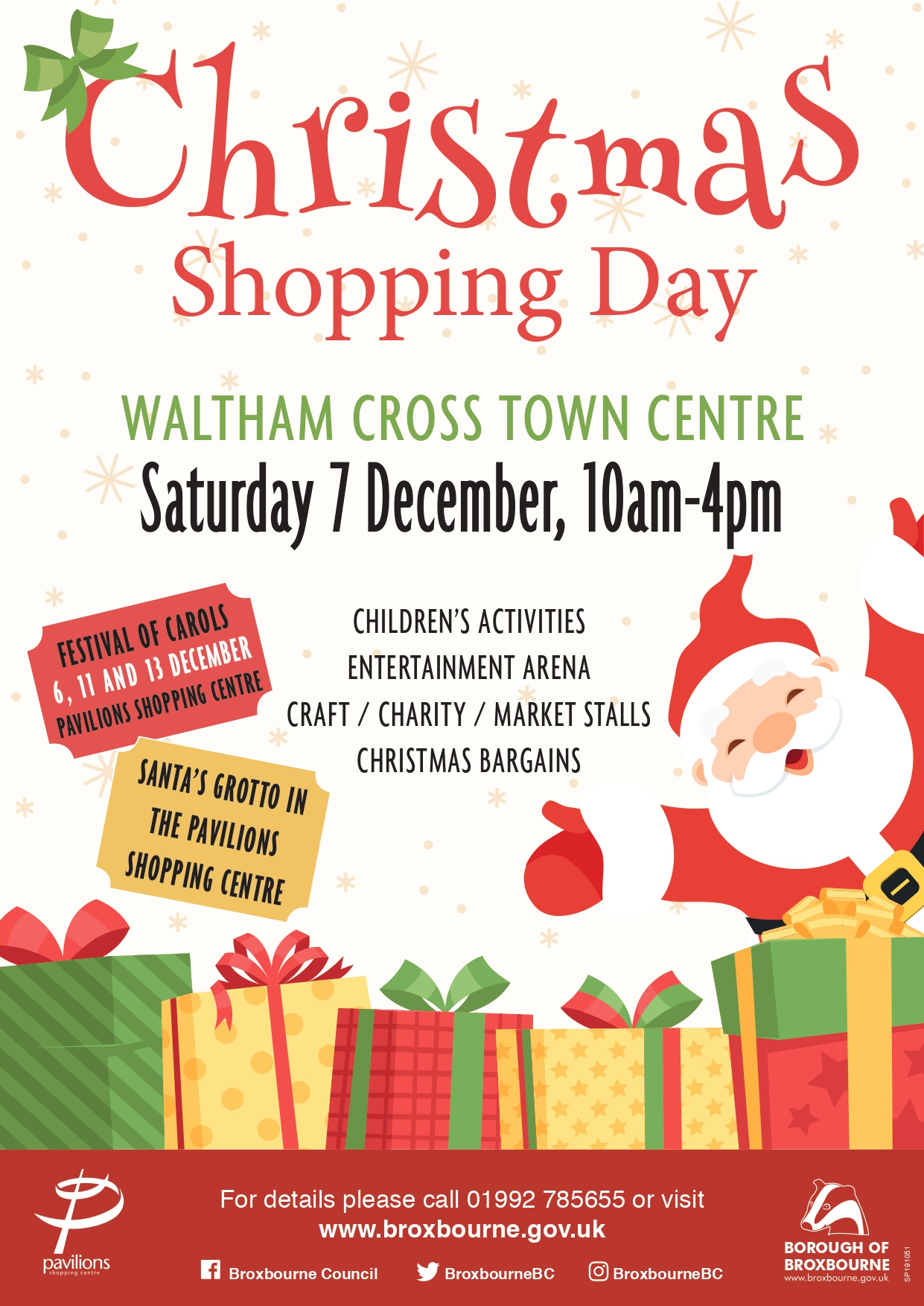 Christmas Shopping Day in Waltham Cross town centre Borough of
