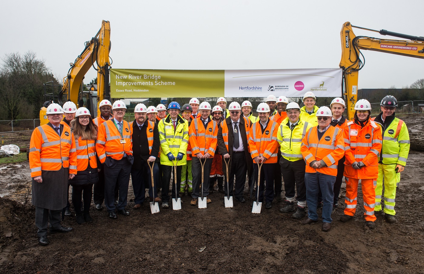 Official start of work on the New River Bridge in Hoddesdon