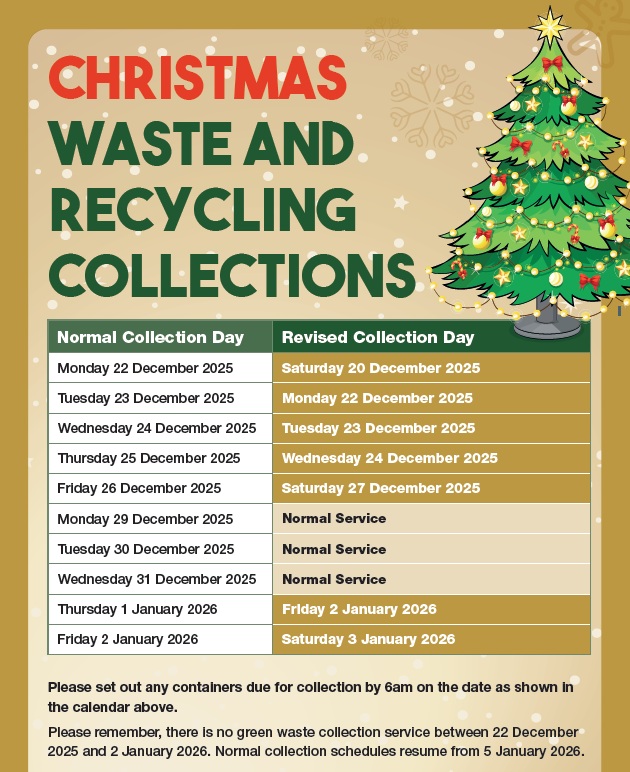 Waste collection dates for 2025 and 2026